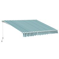 See more information about the Outsunny Manual Retractable Awning Size (3M X2.5M)-Green/White Stripes