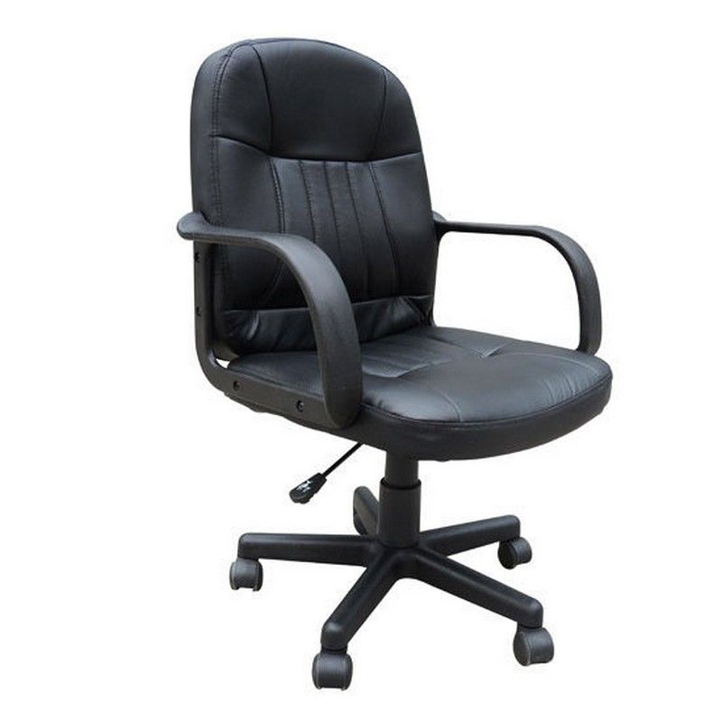 Homcom Pu Leather 360 Swivel Home Office Chair With Armrest Black