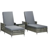 See more information about the Outsunny 3-Pieces Rattan Sun Lounger