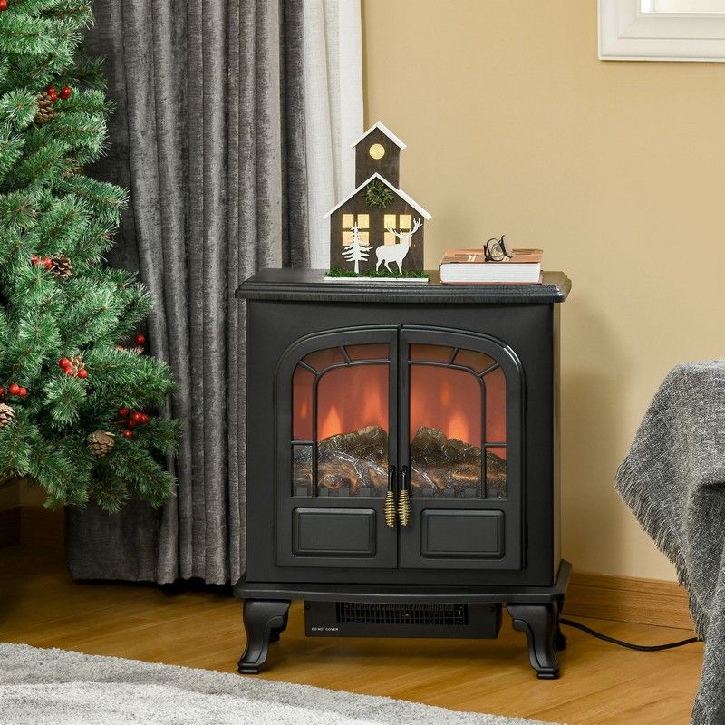 Homcom Electric Fireplace Stove Heater with LED Fire Flame Effect