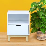 See more information about the Malmo Bedside Table White 1 Shelf 1 Drawer