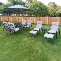 Hartwell Garden Patio Dining Set by Croft - 6 Seats Grey Pinstripe Cushions
