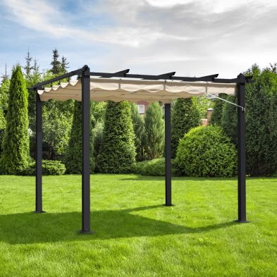 See more information about the Garden Gazebo Pergola 3x3m by Croft Charcoal with Beige Canopy