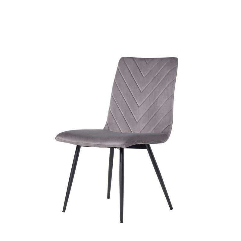 Retro Dining Chair Metal & Fabric Grey